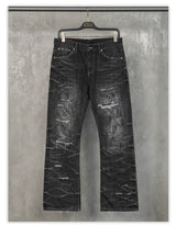 Distressed Straight Cut Jeans