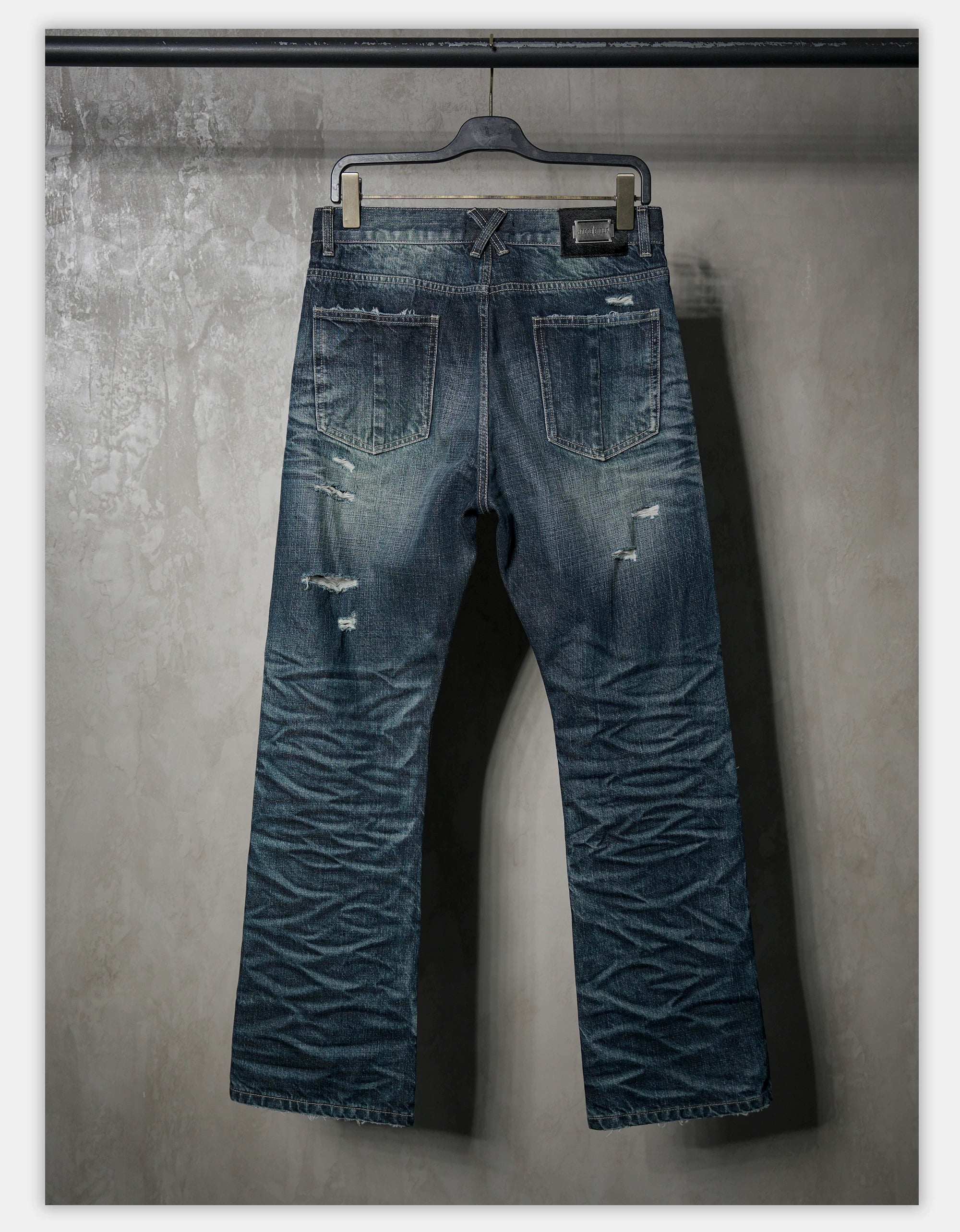 Distressed Red Selvedge Straight Jeans