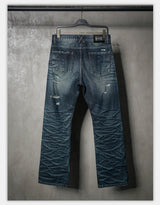 Distressed Red Selvedge Straight Jeans
