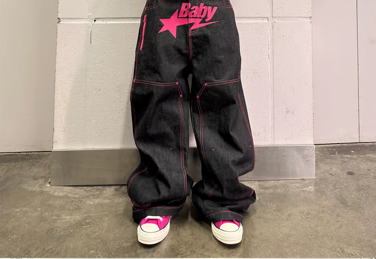 2000s Pink Baby Bootleg Straight Jeans