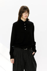 30% Wool Double Collar Polo Tops