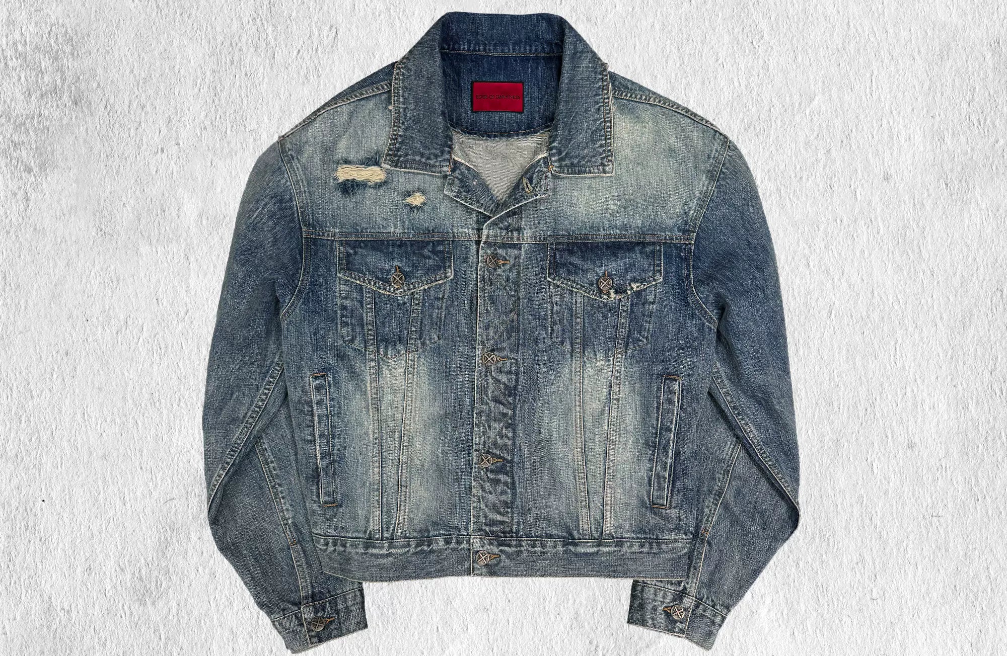 Loose Vintage Blue Distressed Denim Jacket