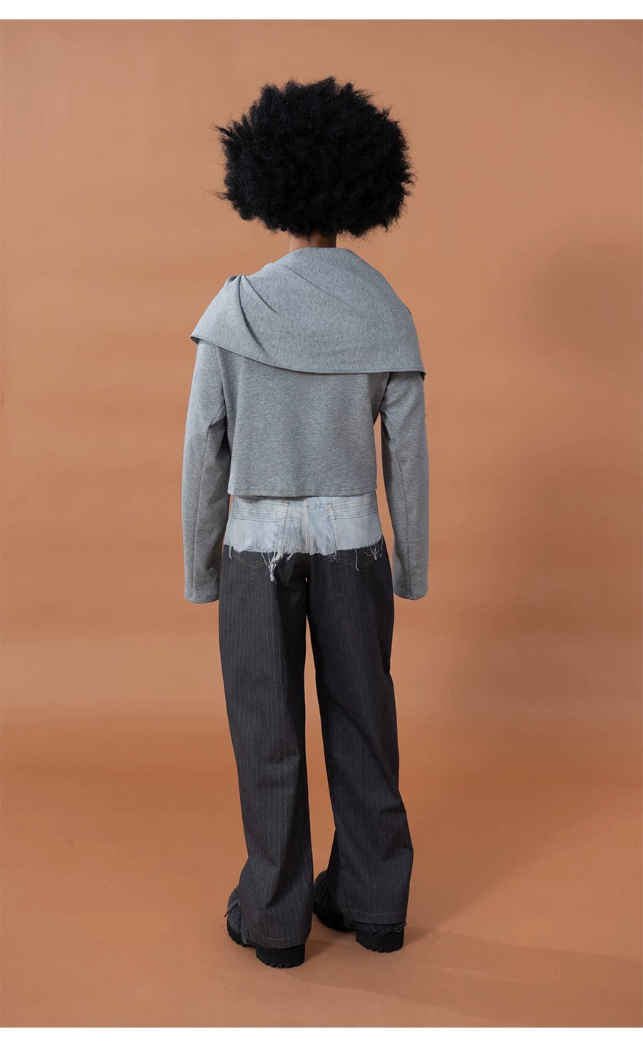 Men's Gray Colorblock Striped Printed Jeans
