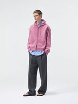 Short Drawstring Embroidered Distressed Hoodie