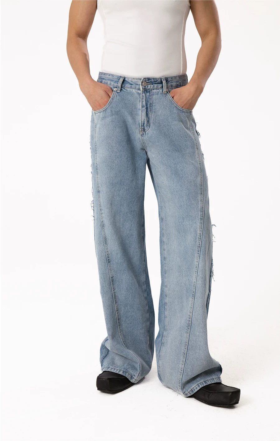 Men's Blue Gradient Distressed Jeans