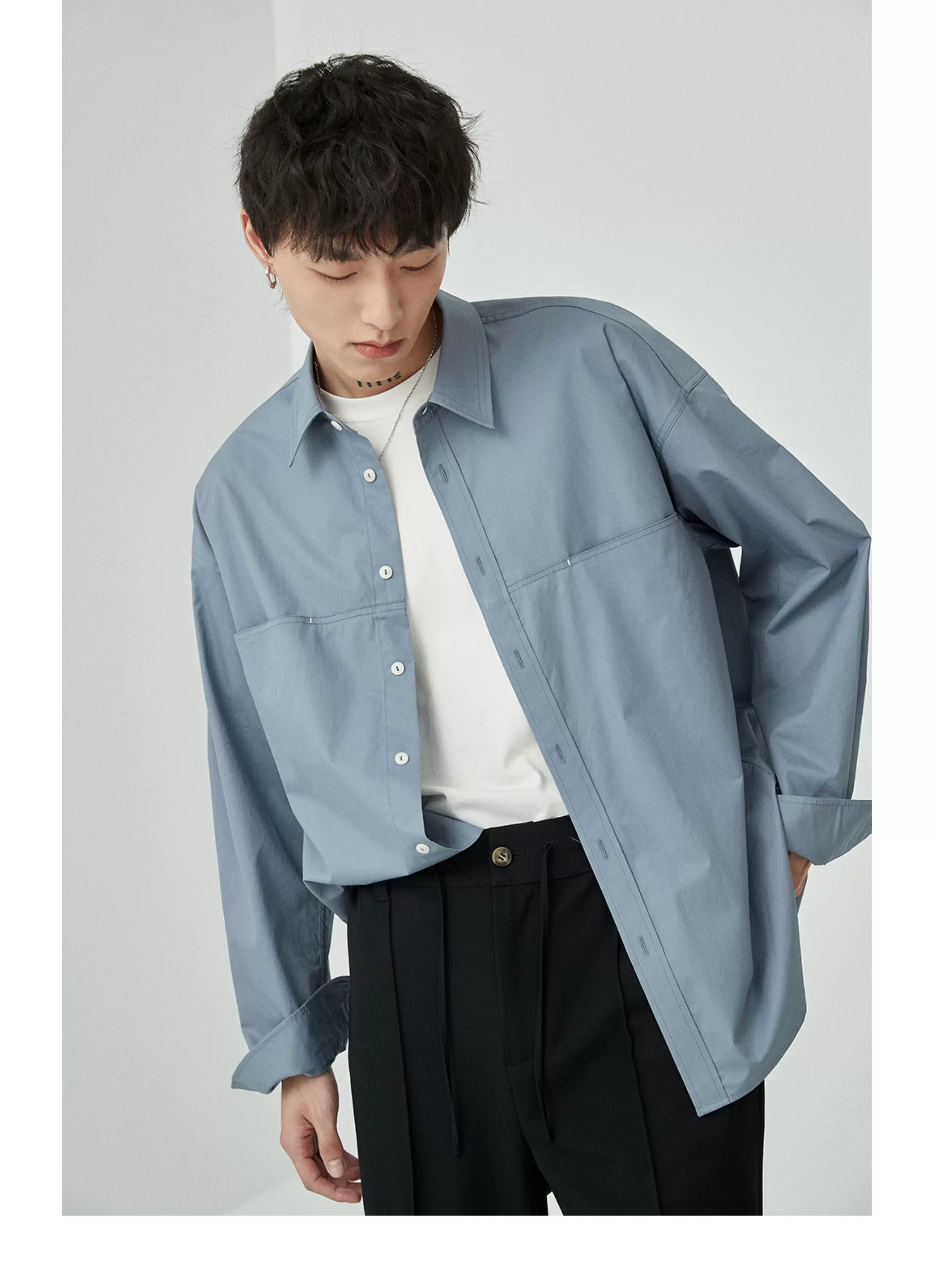 Split Pocket Basic Cotton Shirt