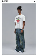 American Wide-Leg Washed Dirtyfit Jeans