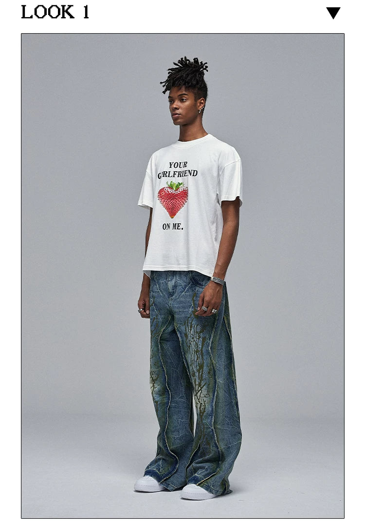 American Wide-Leg Washed Dirtyfit Jeans