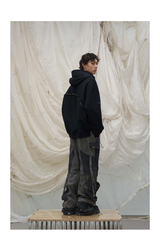 Three-Zipper Detachable Panels Multi-Way Zip Hoodie