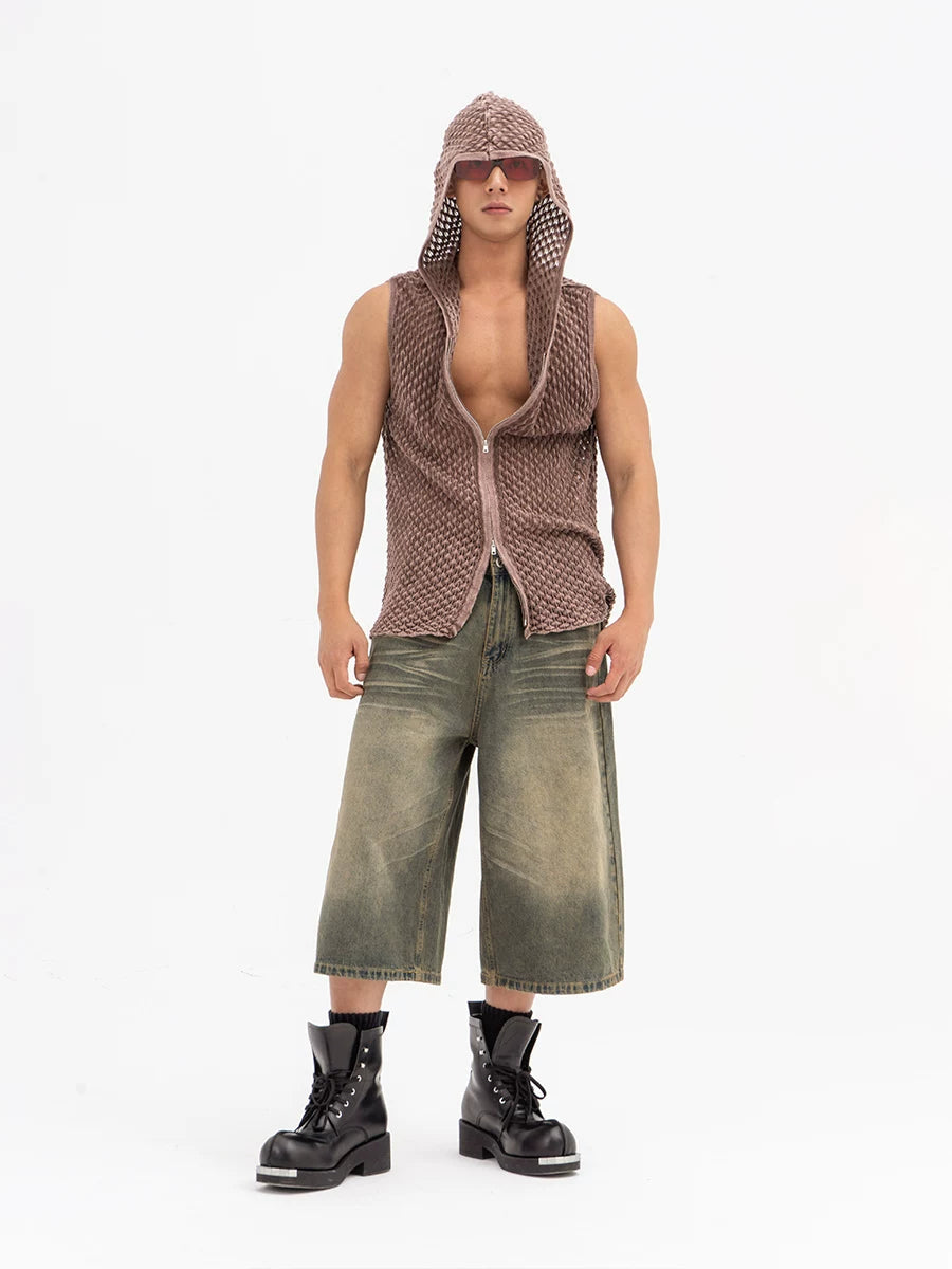 Men's Loose Cropped Denim Shorts