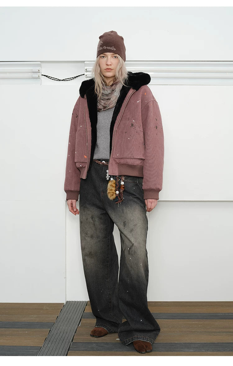 Men's Splatter Canvas Padded Jacket