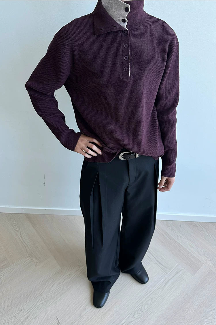Reversible Two-in-One Stand Collar Sweater Coat