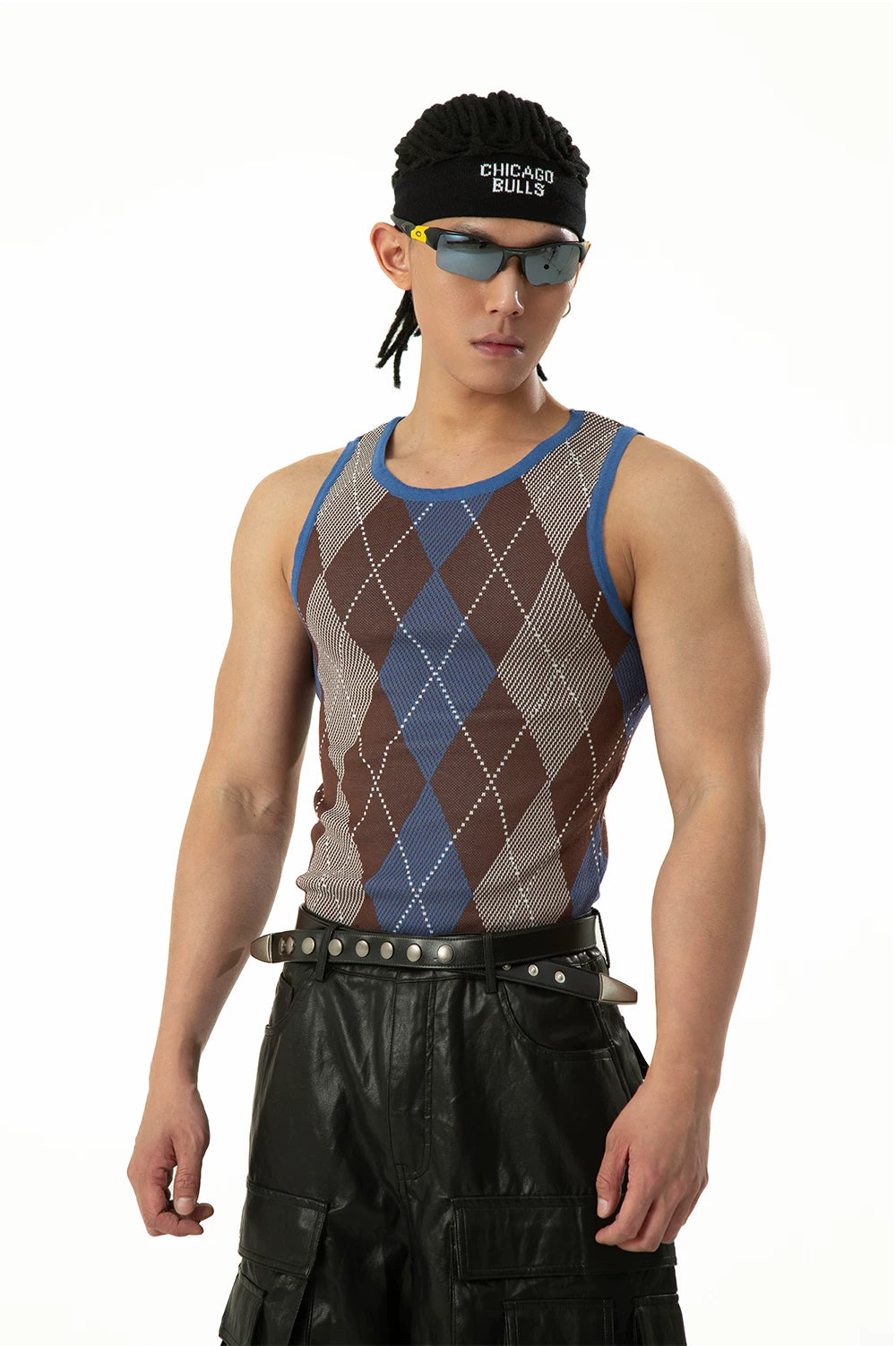 Men's Colorblock Plaid Knit Sports Vest