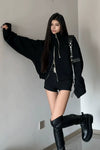Asymmetric Zip Cropped Turtleneck Jacket