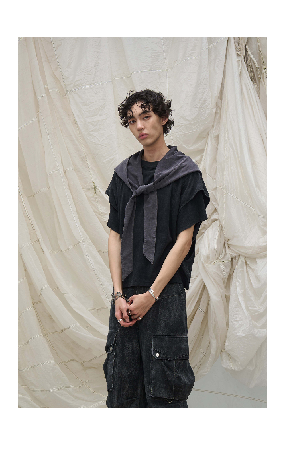 Detachable Hood Short-Sleeve Ring Cut Tees