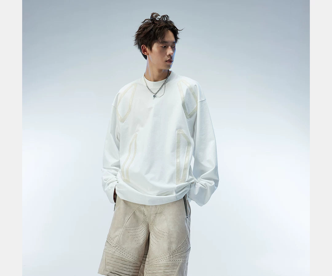 Long Sleeve Unisex Litchi Patch Tee