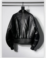 Dark Textured Curve Sleeve Bomber Jacket