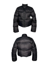Black Short Down Stand Collar Jacket
