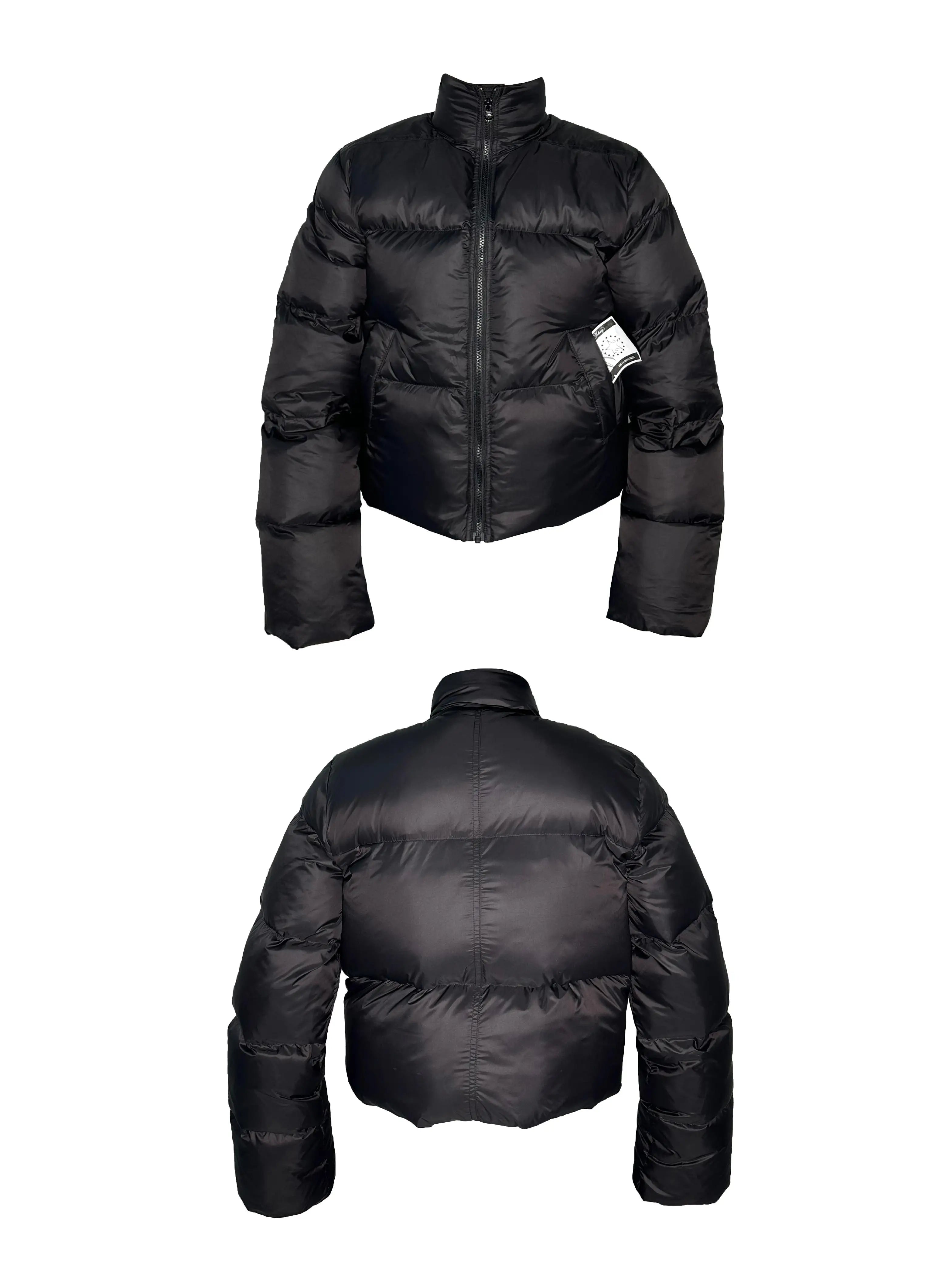 Black Short Down Stand Collar Jacket