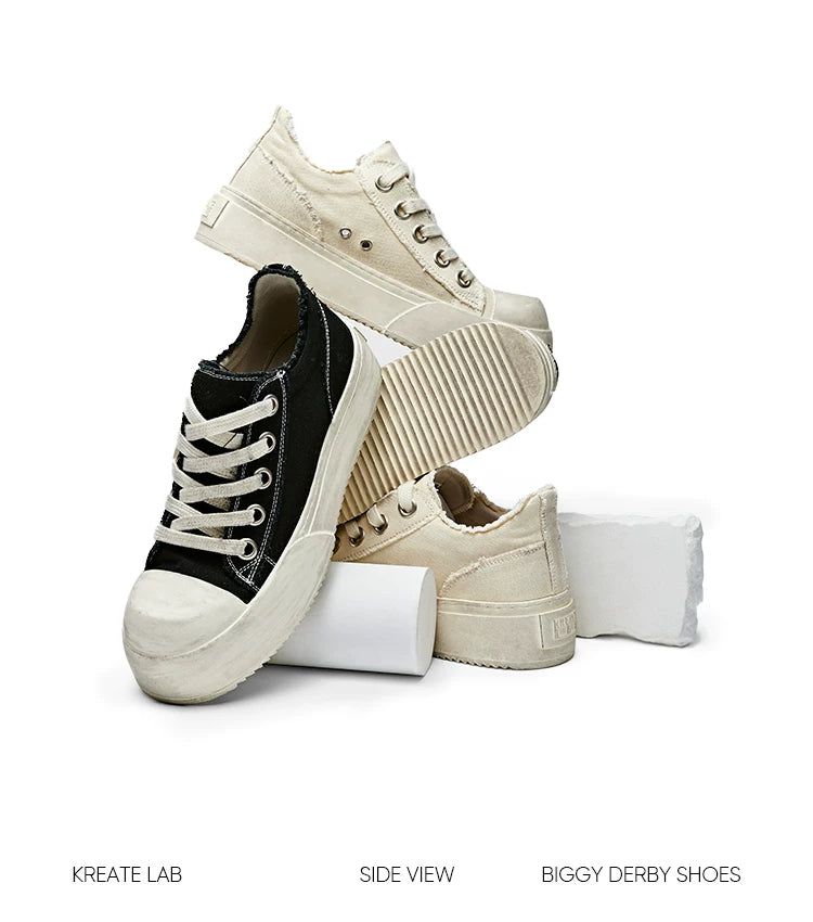 Distressed Washed Jumbo Platform Commuter Sneakers