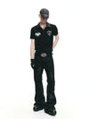 Biker Vintage Embroidered Leather Polo Shirts