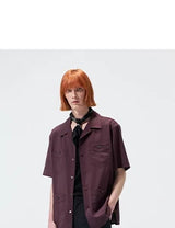 Short-Sleeve Cuban Collar Linen Blend Shirt
