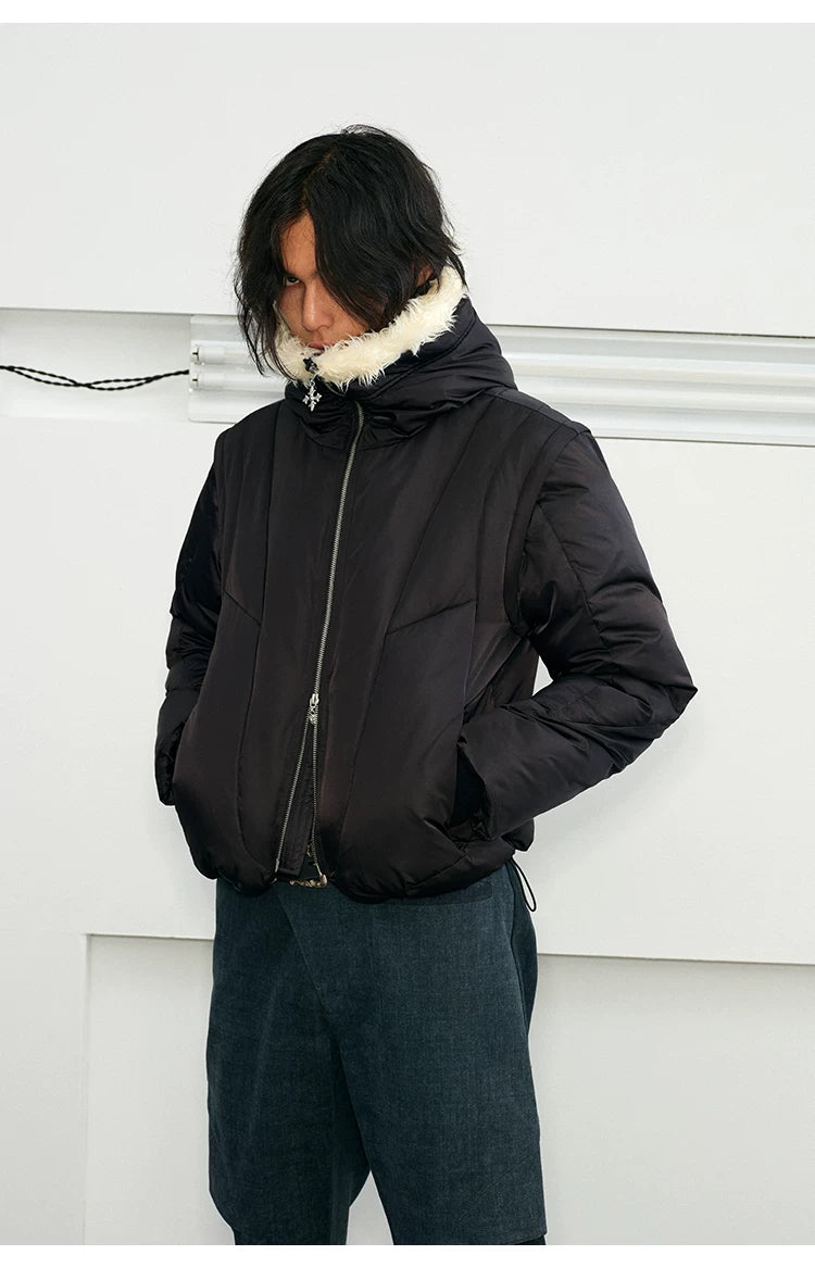 Men's 2-in-1 Winter Fur-Trimmed Puffer Vest