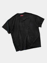 Loose Washed Black Printed Cotton Tee
