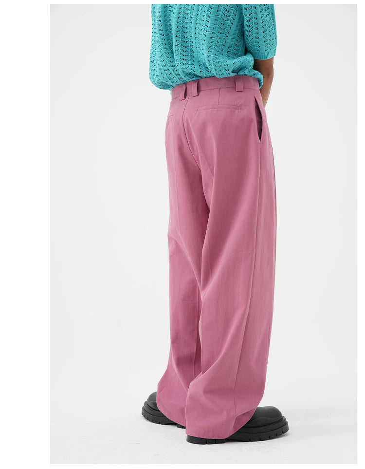 Multicolor Men's Loose Straight Cotton Pants