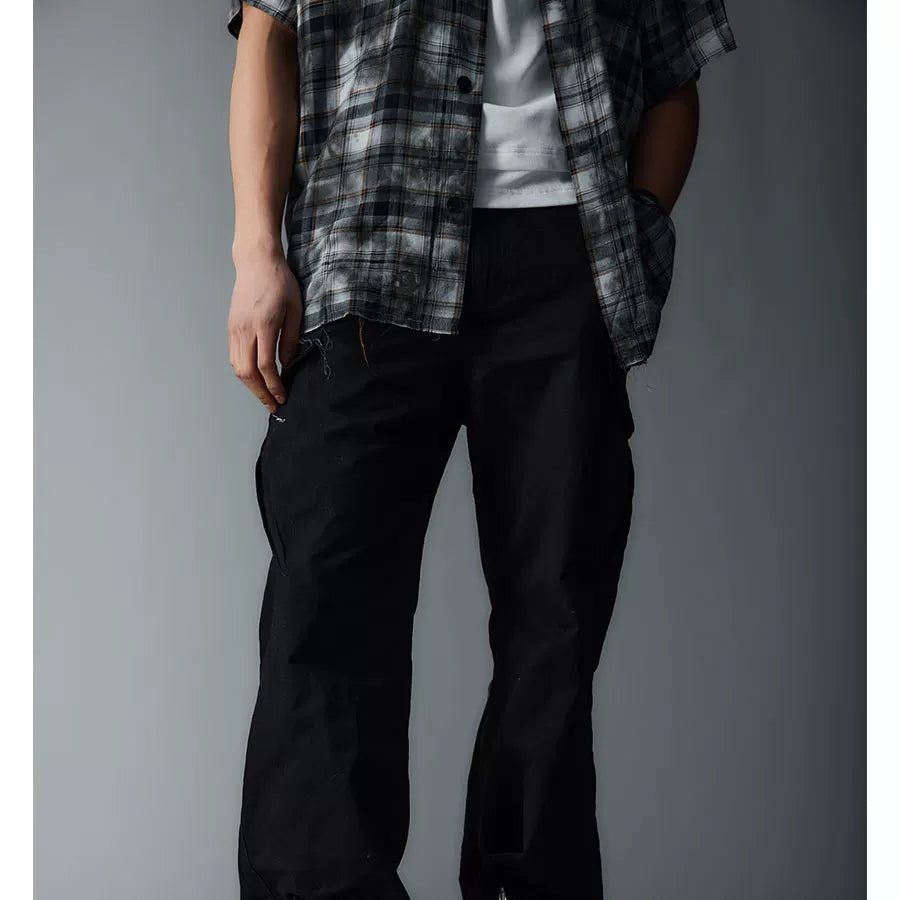 Adjustable Zipper Flared Baggy Cargo Pants