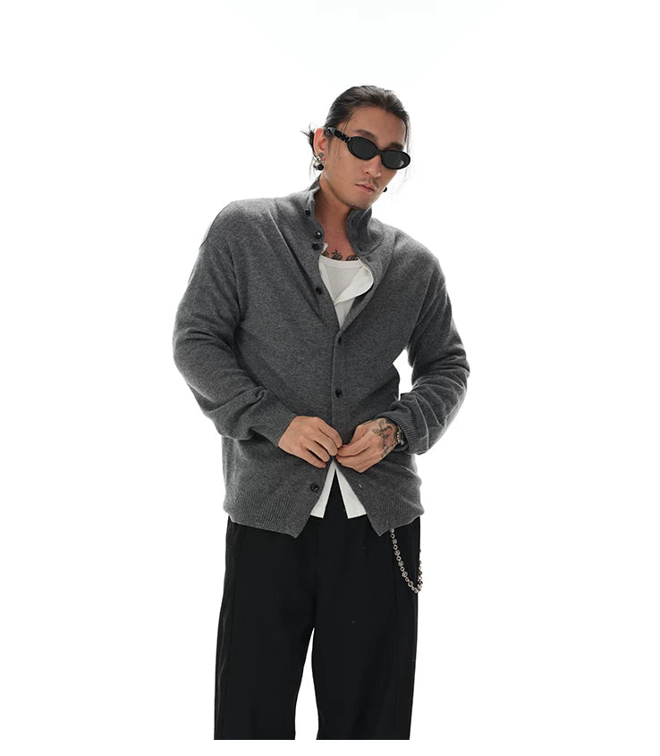 Turtleneck Merino Wool Cashmere Cardigan