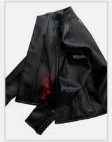 Asymmetric Wild Cowhide Leather Jacket