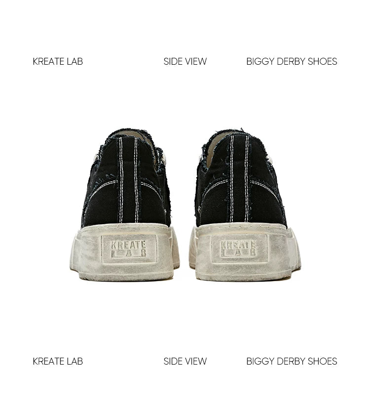 Distressed Washed Jumbo Platform Commuter Sneakers