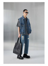 Distressed Patched Denim Pants