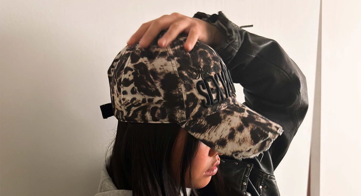 Embroidered Distressed Leopard Print Baseball Cap