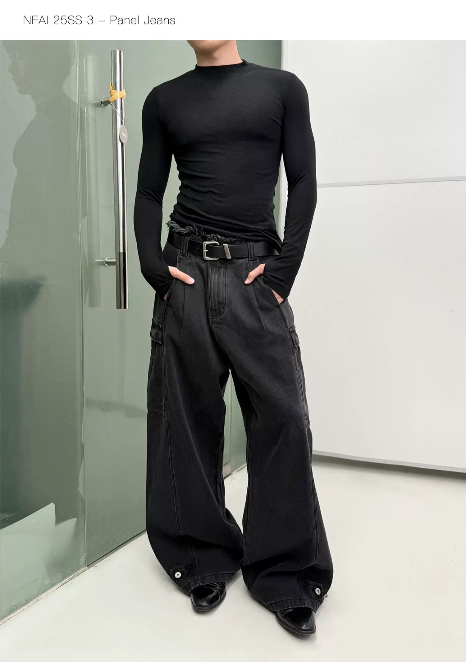 Three-Piece Raw Hem Curved Jeans