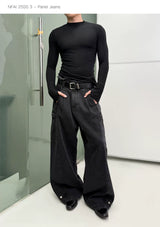 Three-Piece Raw Hem Curved Jeans