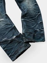 Distressed Red Selvedge Straight Jeans