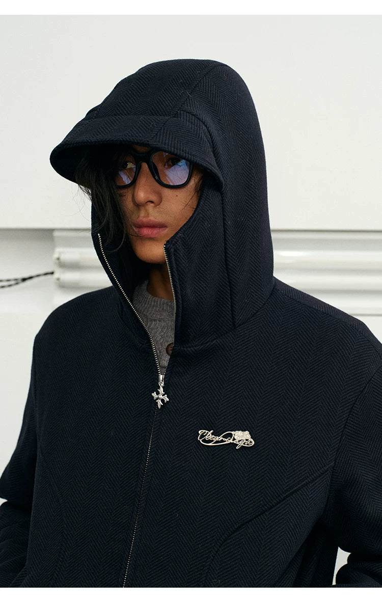Men's Herringbone Hooded Puffer Jacket