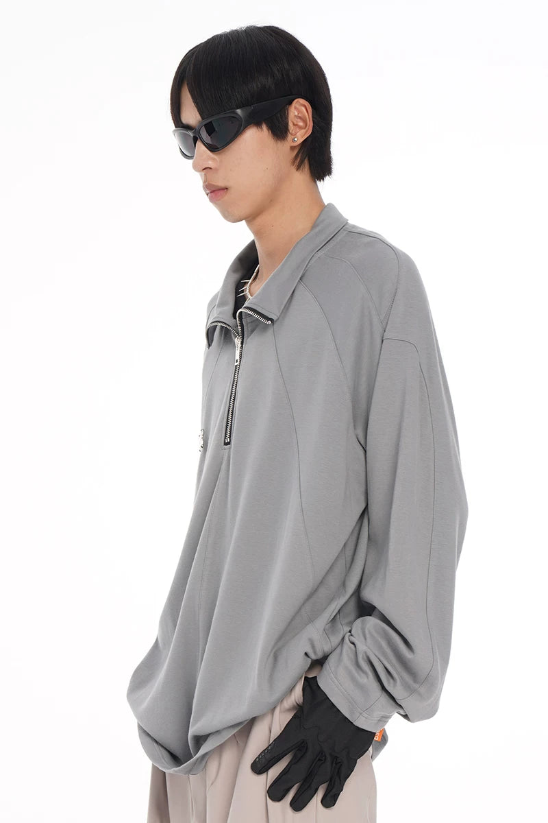 Men's Three-color Turtleneck Zip Long-sleeve Tees