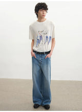 Printed Short-sleeve Tee with Tencel Wool