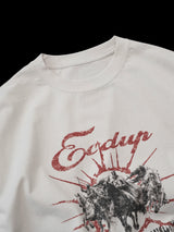 Vintage Washed Cream Printed Loose Tee