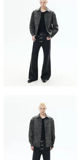 Asymmetrical Flare Waxed Jeans