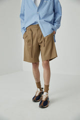 Draped Drawstring Elastic Waist Pleated Shorts