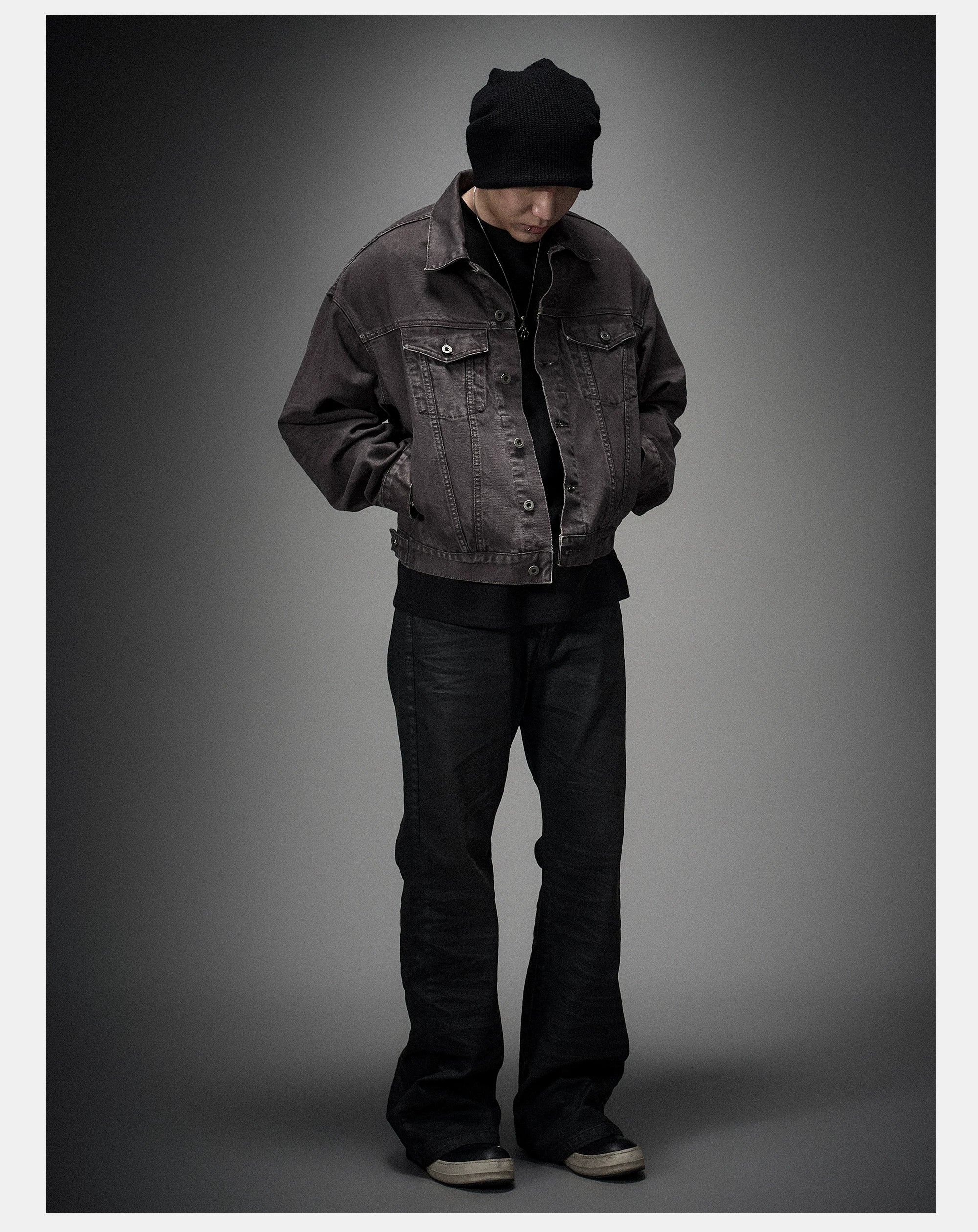 Washed Grey Boxy Denim Jacket