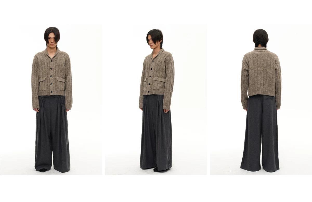 Shawl Collar Ribbed Cardigan