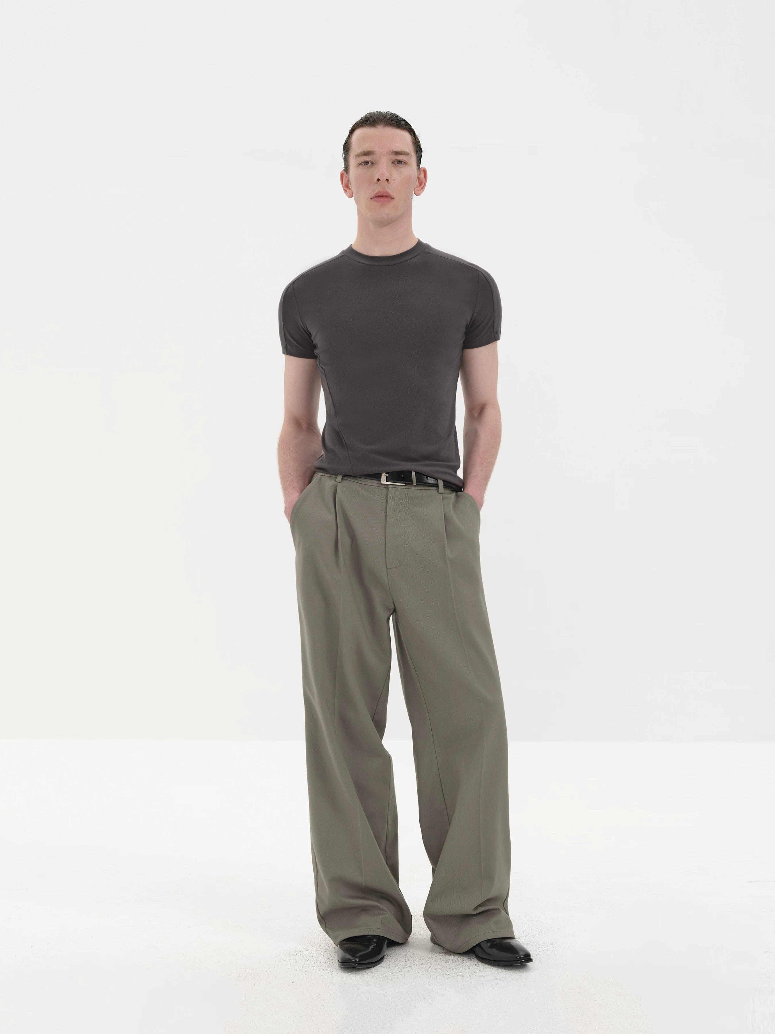 Slim Fit Paneled Merino Lyocell Tee