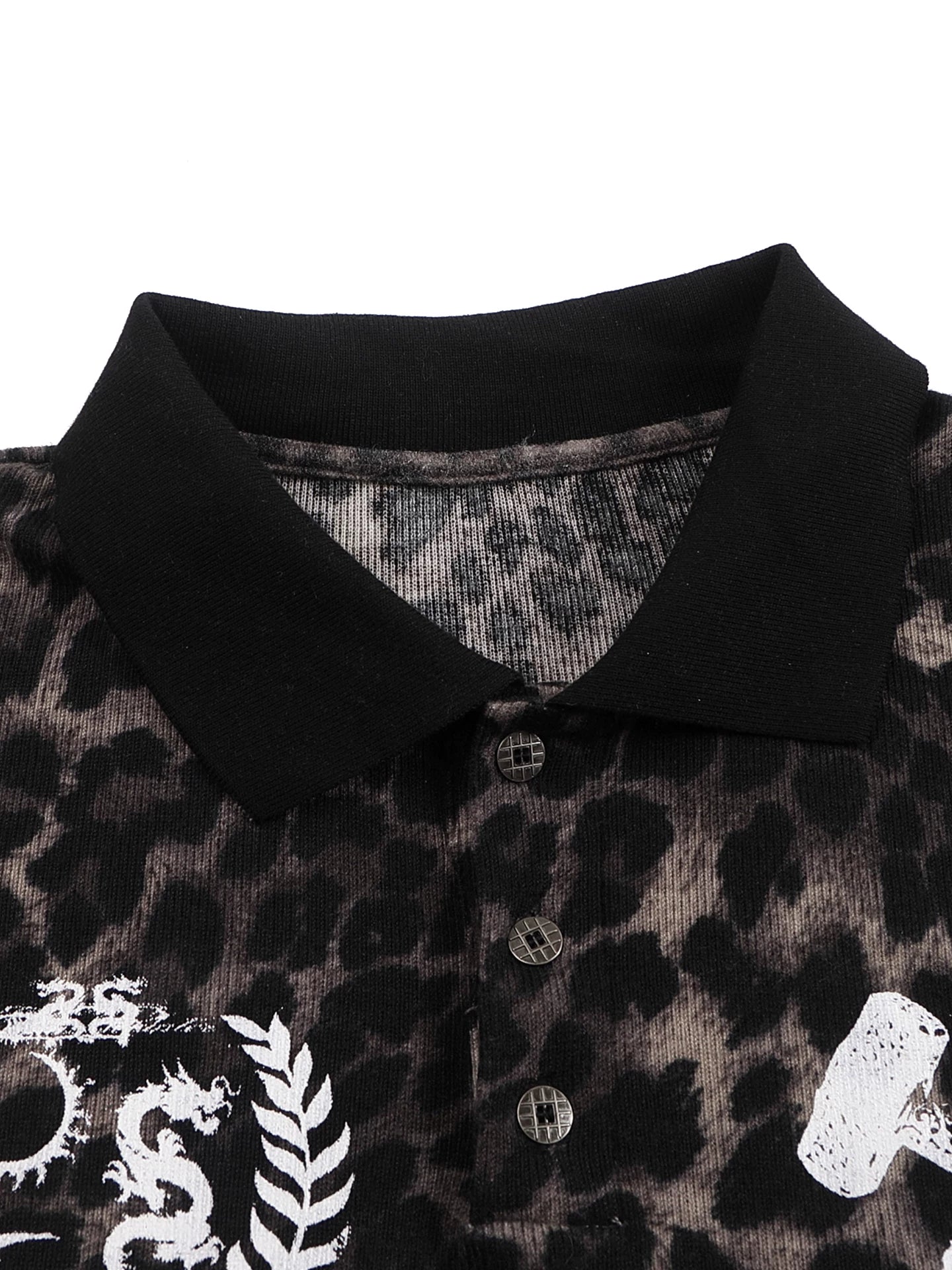 Leopard Print Stretchy Slim Fit Polo
