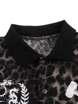 Leopard Print Stretchy Slim Fit Polo