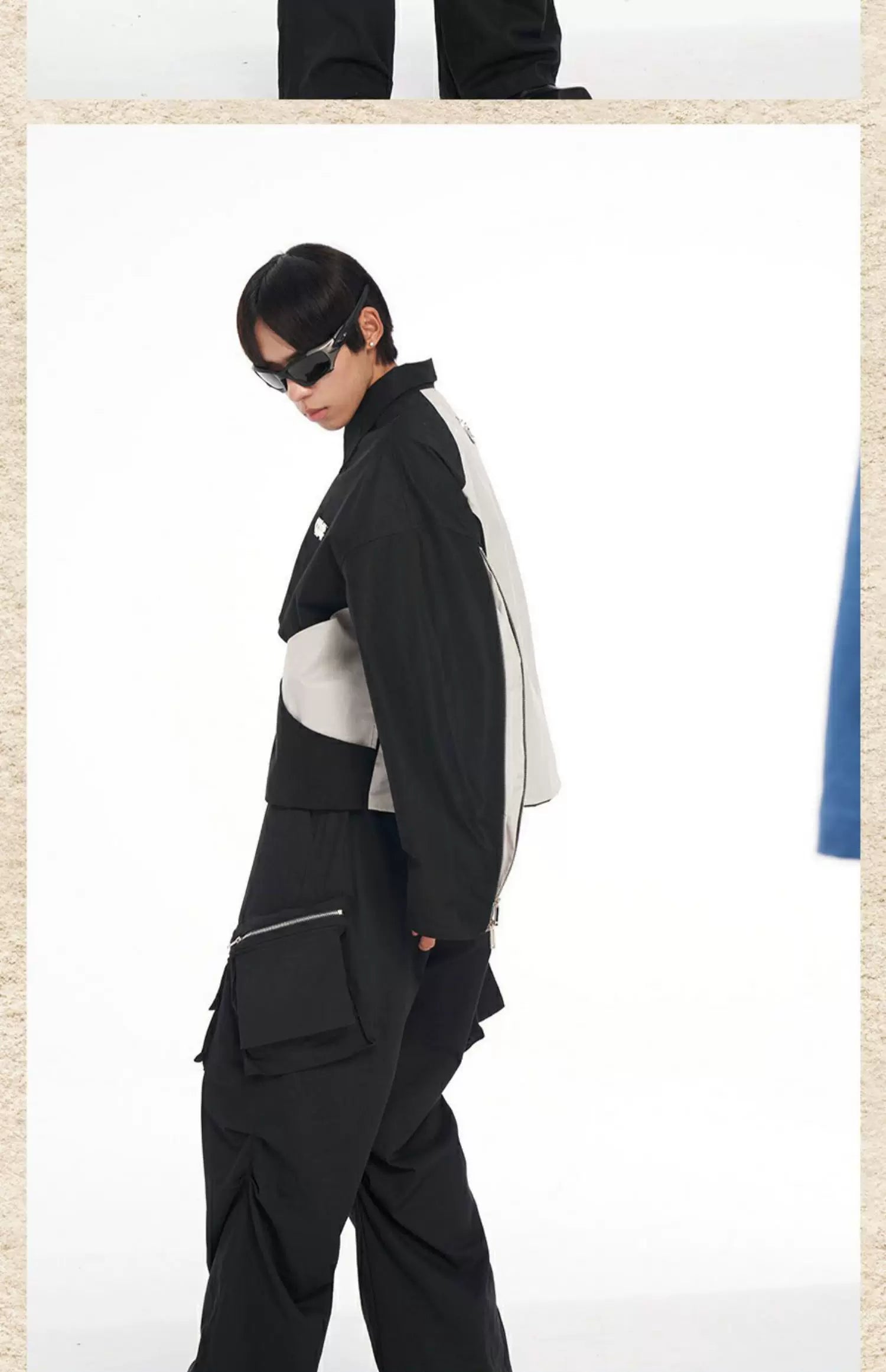 Men's Loose Short Patchwork Zip Jacket